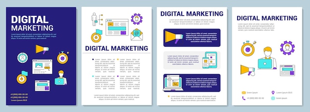 Vector digital marketing brochure template layout. advertising. flyer, booklet, leaflet print design with linear illustrations. vector page layouts for magazines, annual reports, advertising posters