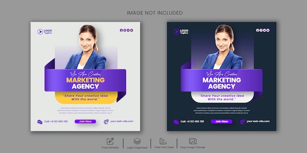 Digital marketing and business social media banner or Instagram post template design