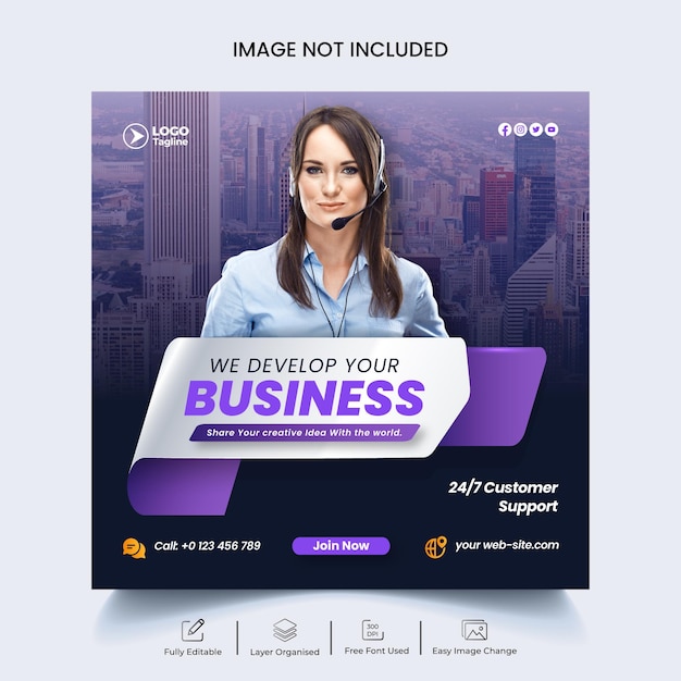 Digital marketing and business social media post and web banner template design