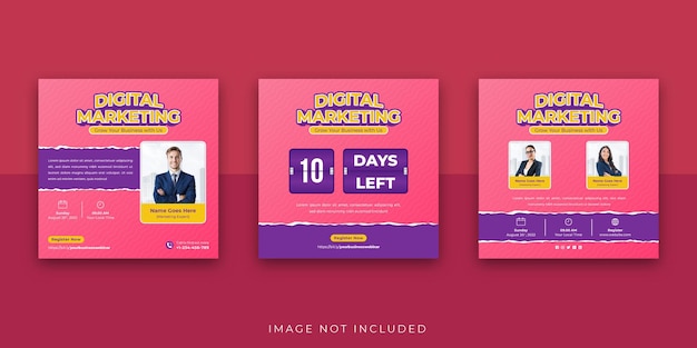 Digital Marketing Business Webinar Social Media Instagram Post Template Torn Papper