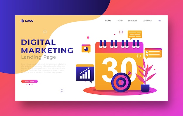 Digital marketing concept for landing page