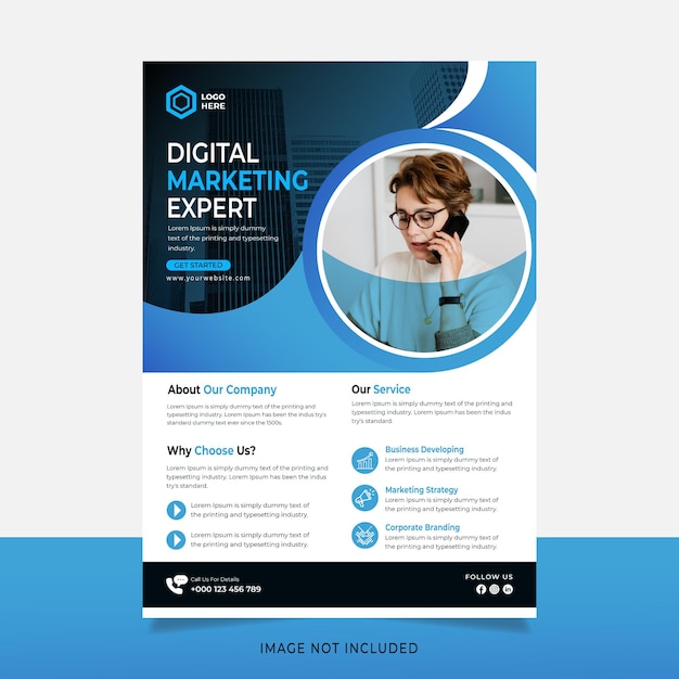 Digital marketing corporate Flyer template premium vector