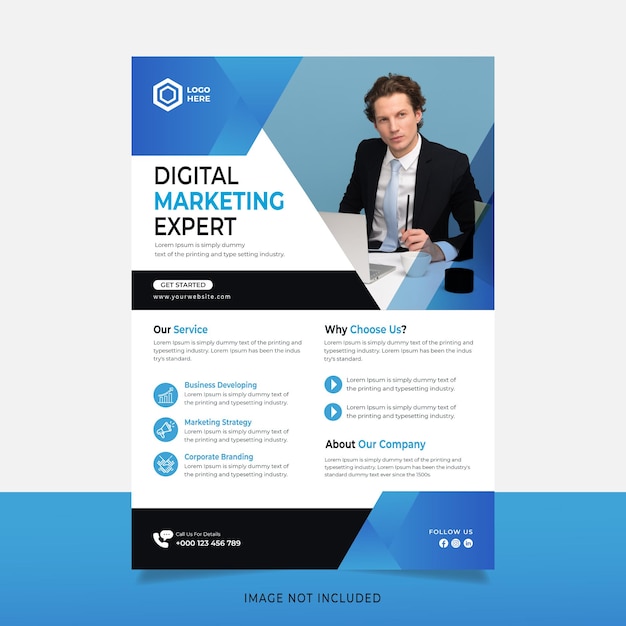 Digital marketing corporate Flyer template premium vector