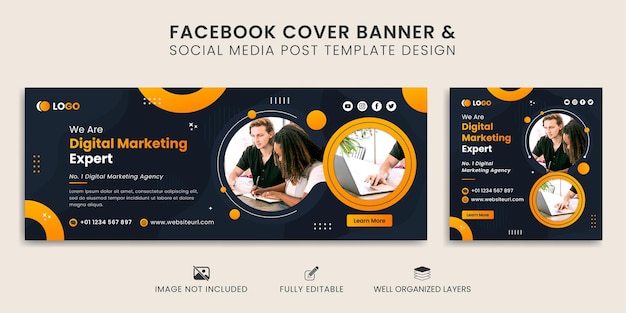 Digital marketing cover banner and social media post template design