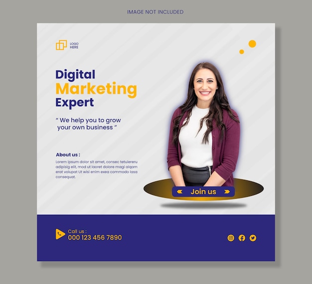 Digital marketing expert business flyer square instagram social media post banner Premium Vector