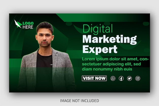 digital marketing expert business YouTube thumbnail design and web banner video template poster