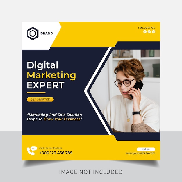 Digital marketing expert and corporate social media post design template Premium Vector