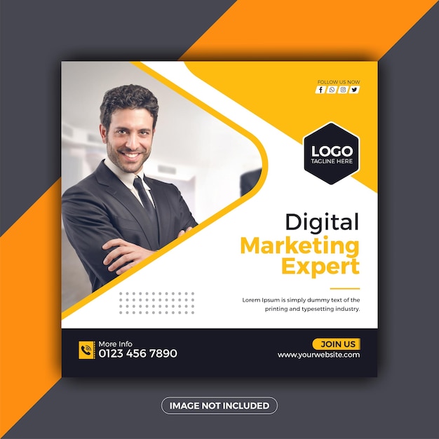 Digital marketing expert and corporate social media post square banner template Premium Vector