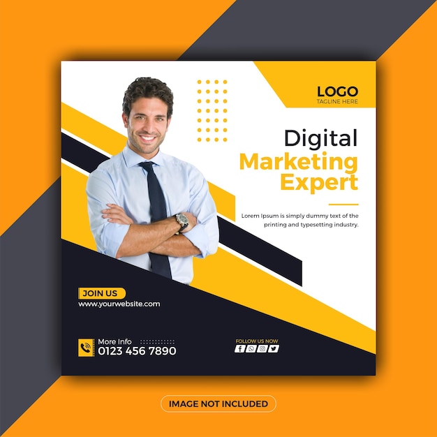 Digital marketing expert and corporate social media post square banner template