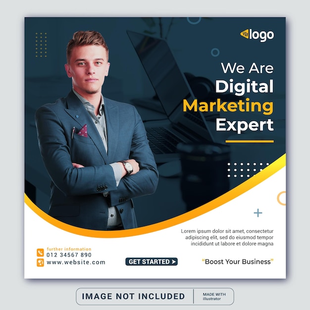 Digital marketing Expert promotion banner for social media instagram post template square Flyer