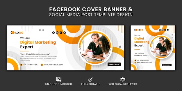 Digital marketing facebook cover banner and social media post template design