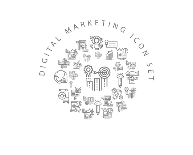 Digital marketing icon set design