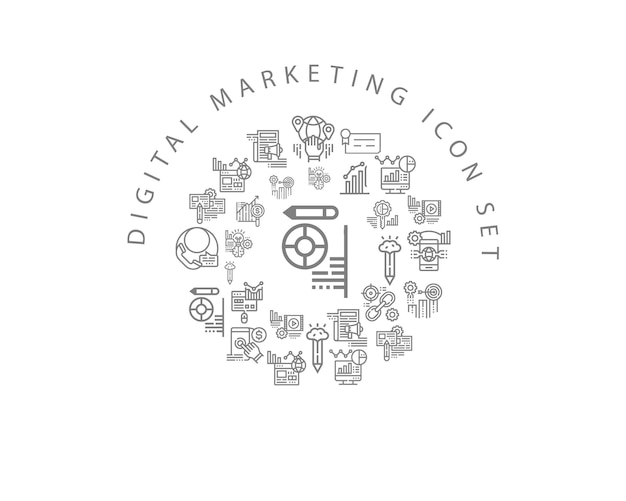 Digital marketing icon set design