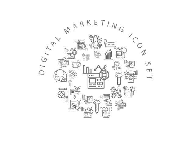 Digital marketing icon set design