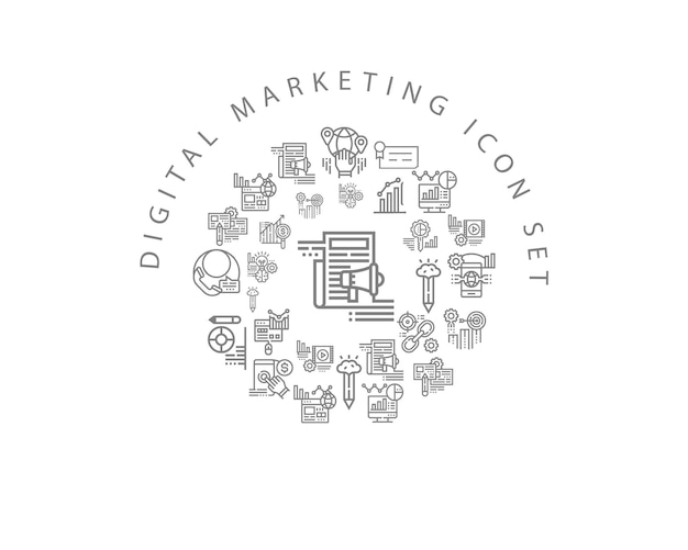 Digital marketing icon set design