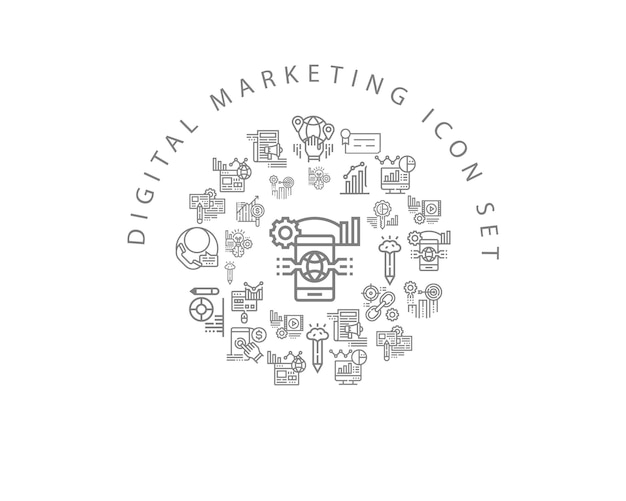 Digital marketing icon set design