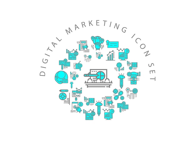 Digital marketing icon set design