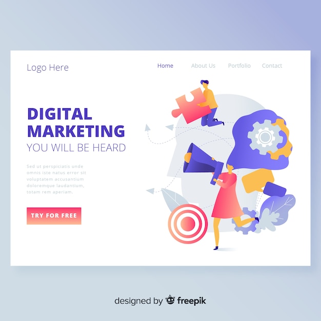 Digital marketing landing page web design