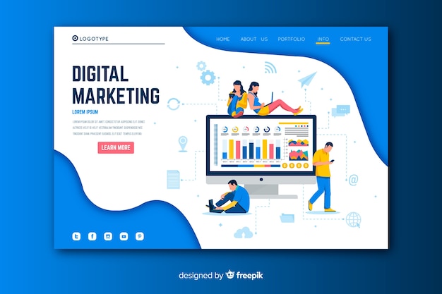 Digital marketing landing page with monitor