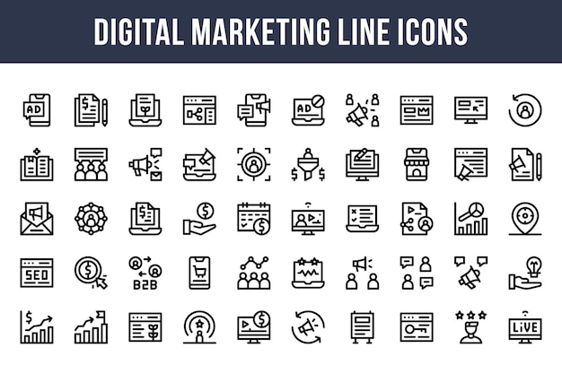 Digital Marketing Line Icons