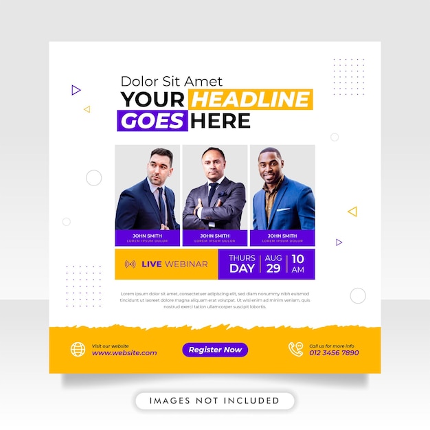 Digital marketing live webinar and business conference social media post template