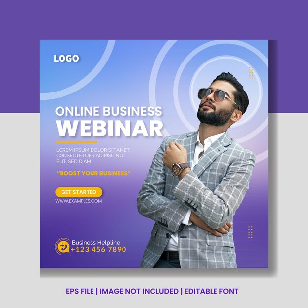 Digital marketing live webinar and corporate social media post banner template