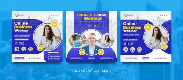 Digital marketing live webinar and corporate social media post or template banner