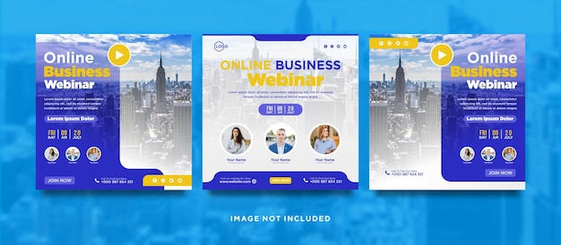 Digital marketing live webinar and corporate social media post or template banner