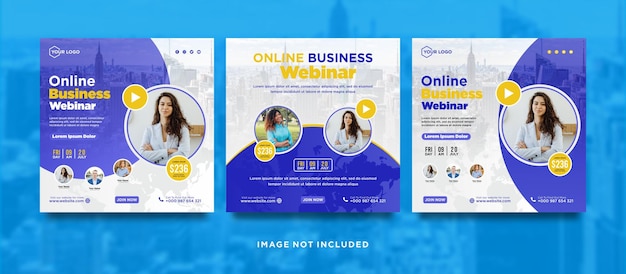 Digital marketing live webinar and corporate social media post or template banner