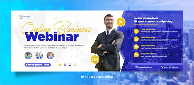 Digital marketing live webinar and corporate social media post or template banner