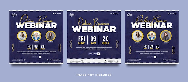 Digital marketing live webinar and corporate social media post or template banner