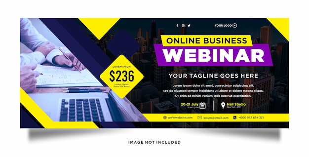 Digital marketing live webinar and corporate social media post or template banner