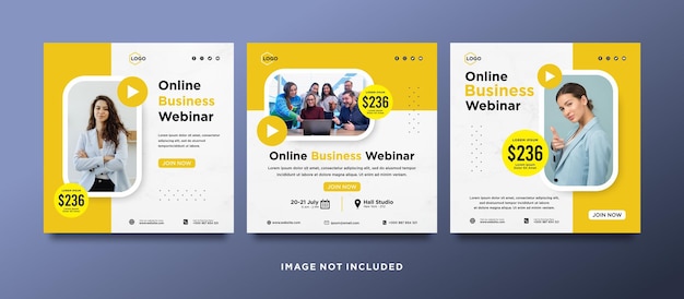 Digital marketing live webinar and corporate social media post or template banner