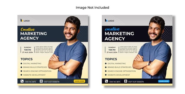 Vector digital marketing live webinar and corporate social media post template free