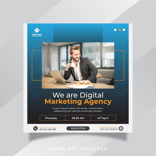 Digital marketing live webinar and corporate social media post template