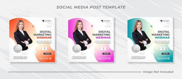 Digital marketing live webinar and corporate social media post template