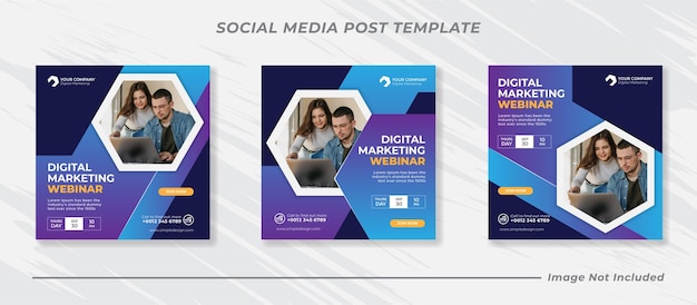 Digital marketing live webinar and corporate social media post template