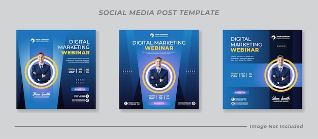 Digital marketing live webinar and corporate social media post template