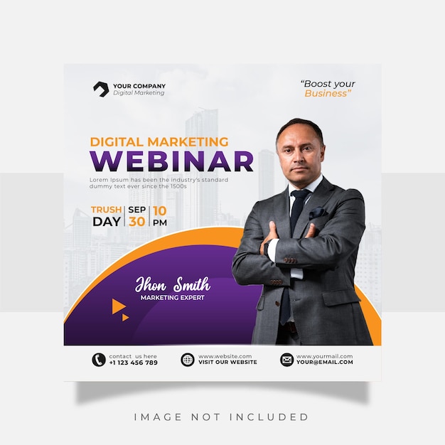 Digital marketing live webinar and corporate social media post template