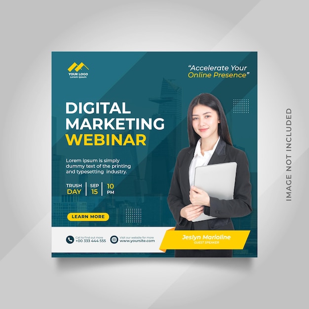 Digital marketing live webinar and corporate social media post template