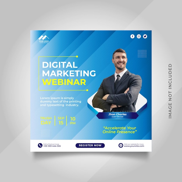 Digital marketing live webinar and corporate social media post template