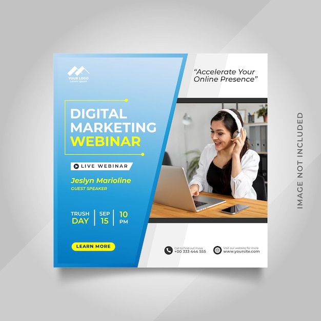 Digital marketing live webinar and corporate social media post template