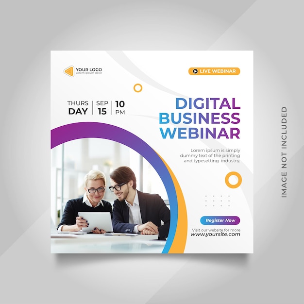 Digital marketing live webinar and corporate social media post template