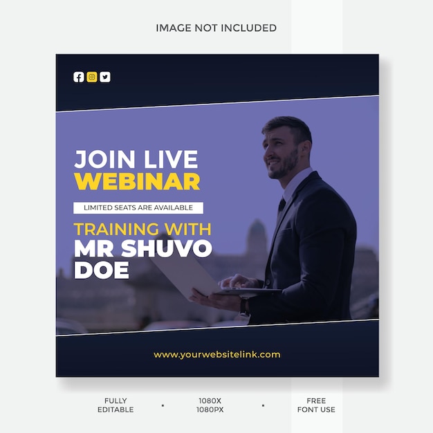 Digital marketing live webinar and corporate social media post template