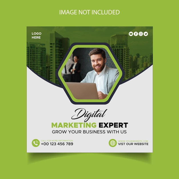 Digital marketing live webinar and corporate social media post template