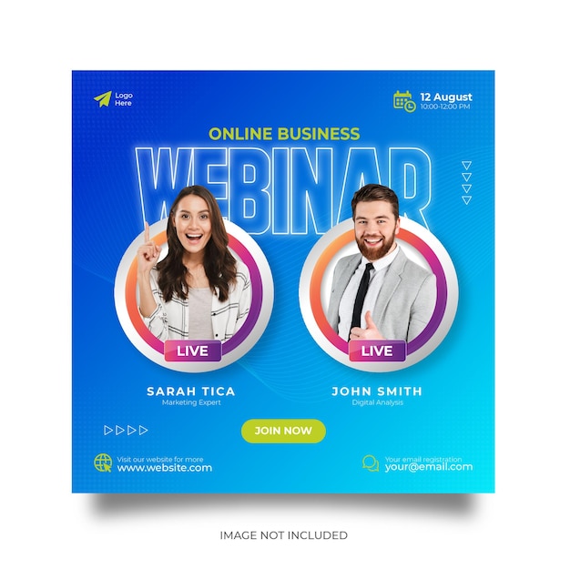 Digital marketing live webinar and corporate social media post template