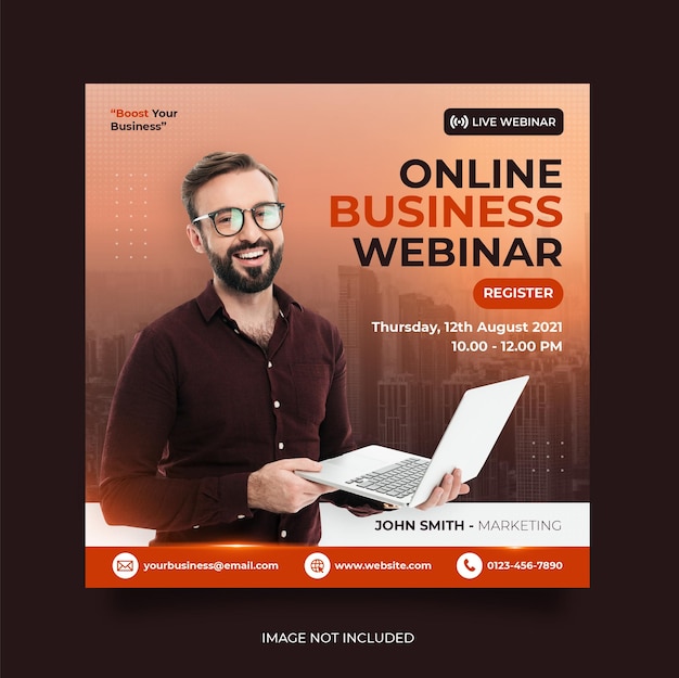 Digital marketing live webinar and corporate social media post template