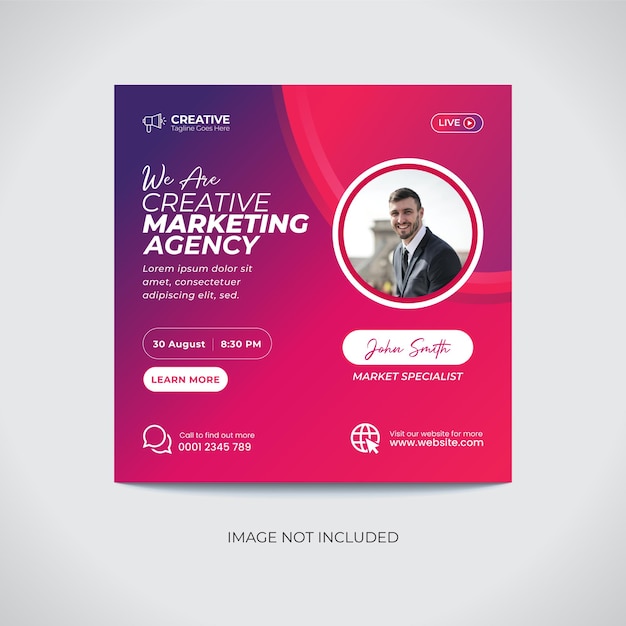 Digital marketing live webinar and modern social media post template