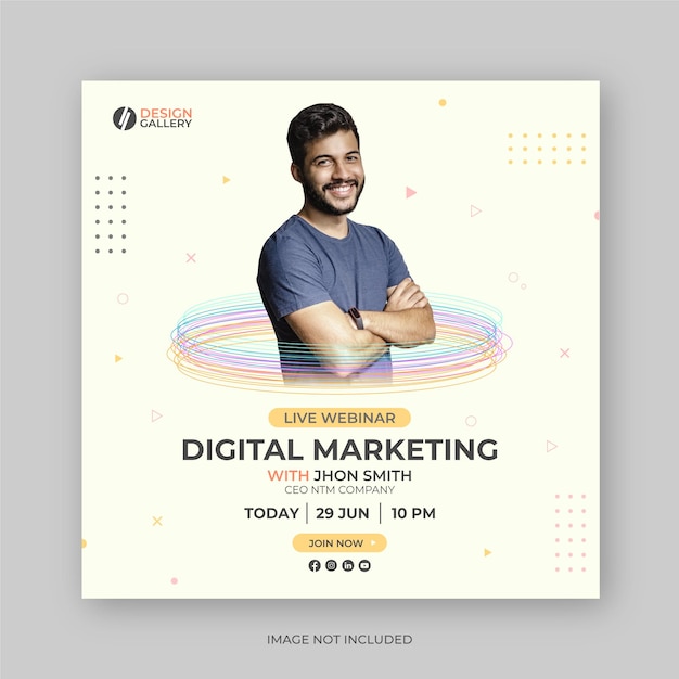 Digital marketing live webinar social media post banner design template