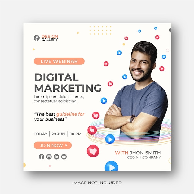 Digital marketing live webinar social media post banner design